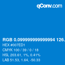 カラーコード: RGB 0.099999999999994 126.8 209 | qconv.com