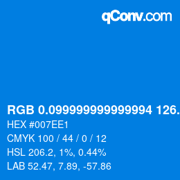 カラーコード: RGB 0.099999999999994 126.8 225 | qconv.com