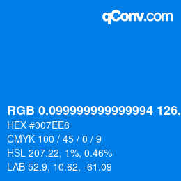 Color code: RGB 0.099999999999994 126.8 232 | qconv.com