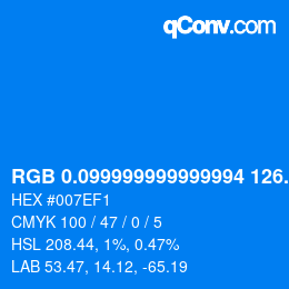 Color code: RGB 0.099999999999994 126.8 241 | qconv.com