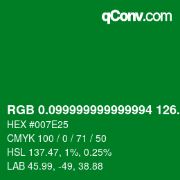 カラーコード: RGB 0.099999999999994 126.8 37 | qconv.com
