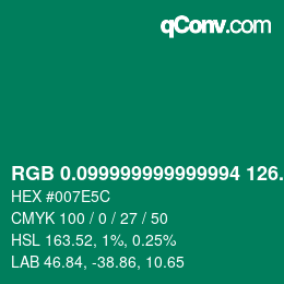 カラーコード: RGB 0.099999999999994 126.8 92 | qconv.com