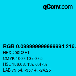 カラーコード: RGB 0.099999999999994 216.8 241 | qconv.com
