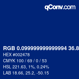 カラーコード: RGB 0.099999999999994 36.8 120 | qconv.com