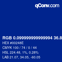 カラーコード: RGB 0.099999999999994 36.8 142 | qconv.com
