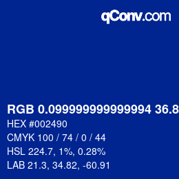 カラーコード: RGB 0.099999999999994 36.8 144 | qconv.com