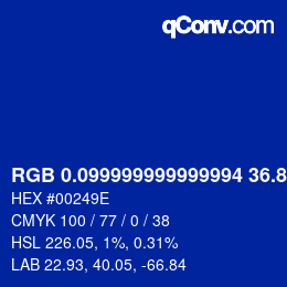 カラーコード: RGB 0.099999999999994 36.8 158 | qconv.com