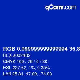 カラーコード: RGB 0.099999999999994 36.8 178 | qconv.com