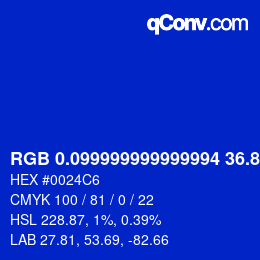 カラーコード: RGB 0.099999999999994 36.8 198 | qconv.com