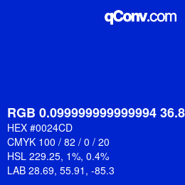 カラーコード: RGB 0.099999999999994 36.8 205 | qconv.com