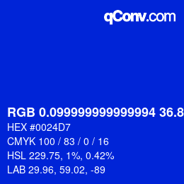カラーコード: RGB 0.099999999999994 36.8 215 | qconv.com