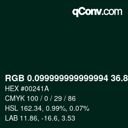 カラーコード: RGB 0.099999999999994 36.8 26 | qconv.com