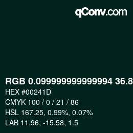 Color code: RGB 0.099999999999994 36.8 29 | qconv.com
