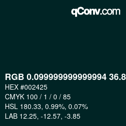 Color code: RGB 0.099999999999994 36.8 37 | qconv.com