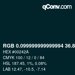 Color code: RGB 0.099999999999994 36.8 42 | qconv.com