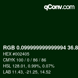 Color code: RGB 0.099999999999994 36.8 5 | qconv.com