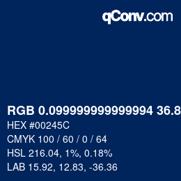 カラーコード: RGB 0.099999999999994 36.8 92 | qconv.com