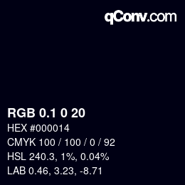 カラーコード: RGB 0.1 0 20 | qconv.com