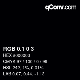 カラーコード: RGB 0.1 0 3 | qconv.com