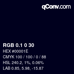 カラーコード: RGB 0.1 0 30 | qconv.com