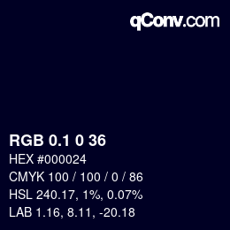 カラーコード: RGB 0.1 0 36 | qconv.com