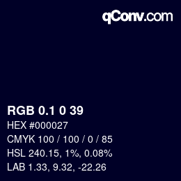 カラーコード: RGB 0.1 0 39 | qconv.com