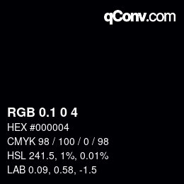 カラーコード: RGB 0.1 0 4 | qconv.com