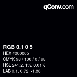 カラーコード: RGB 0.1 0 5 | qconv.com