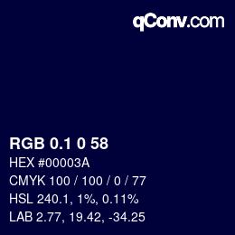 カラーコード: RGB 0.1 0 58 | qconv.com