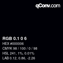 カラーコード: RGB 0.1 0 6 | qconv.com