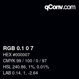 カラーコード: RGB 0.1 0 7 | qconv.com