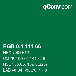 カラーコード: RGB 0.1 111 66 | qconv.com