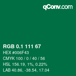 カラーコード: RGB 0.1 111 67 | qconv.com
