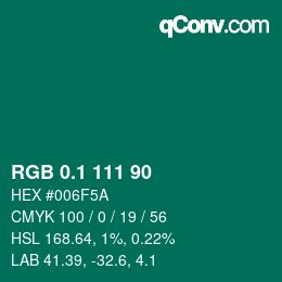 カラーコード: RGB 0.1 111 90 | qconv.com