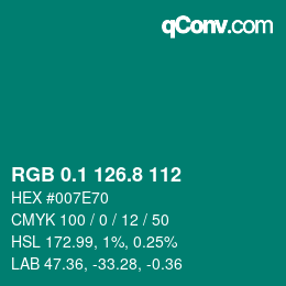 Color code: RGB 0.1 126.8 112 | qconv.com