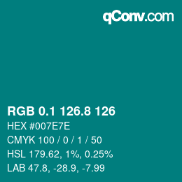 カラーコード: RGB 0.1 126.8 126 | qconv.com