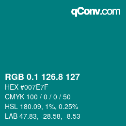 Color code: RGB 0.1 126.8 127 | qconv.com