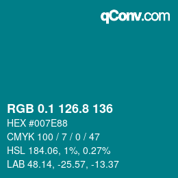 Color code: RGB 0.1 126.8 136 | qconv.com