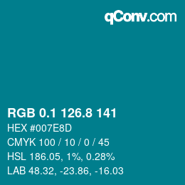 Color code: RGB 0.1 126.8 141 | qconv.com