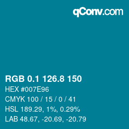カラーコード: RGB 0.1 126.8 150 | qconv.com