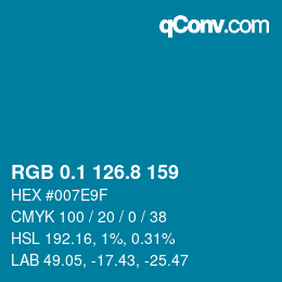 カラーコード: RGB 0.1 126.8 159 | qconv.com