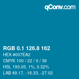 カラーコード: RGB 0.1 126.8 162 | qconv.com
