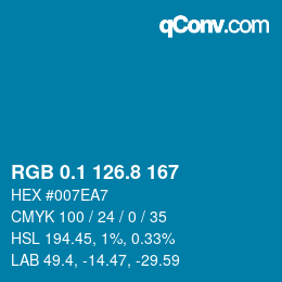 カラーコード: RGB 0.1 126.8 167 | qconv.com
