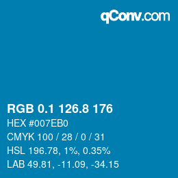 カラーコード: RGB 0.1 126.8 176 | qconv.com