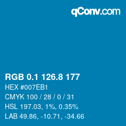 カラーコード: RGB 0.1 126.8 177 | qconv.com