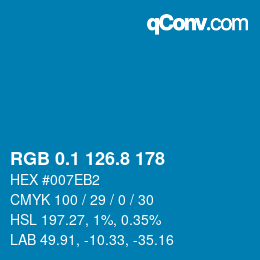 カラーコード: RGB 0.1 126.8 178 | qconv.com