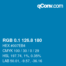 Color code: RGB 0.1 126.8 180 | qconv.com