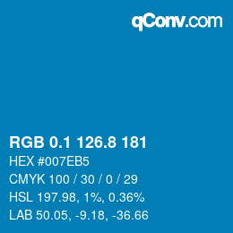 カラーコード: RGB 0.1 126.8 181 | qconv.com