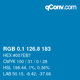カラーコード: RGB 0.1 126.8 183 | qconv.com
