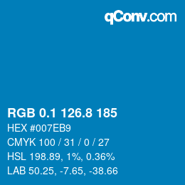 カラーコード: RGB 0.1 126.8 185 | qconv.com